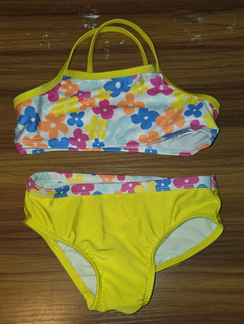wonder nation Yellow Floral Girls' Two-Piece Swim Bikini
